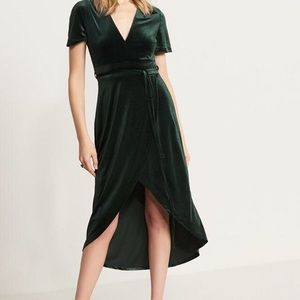Dynamite green velvet wrap dress